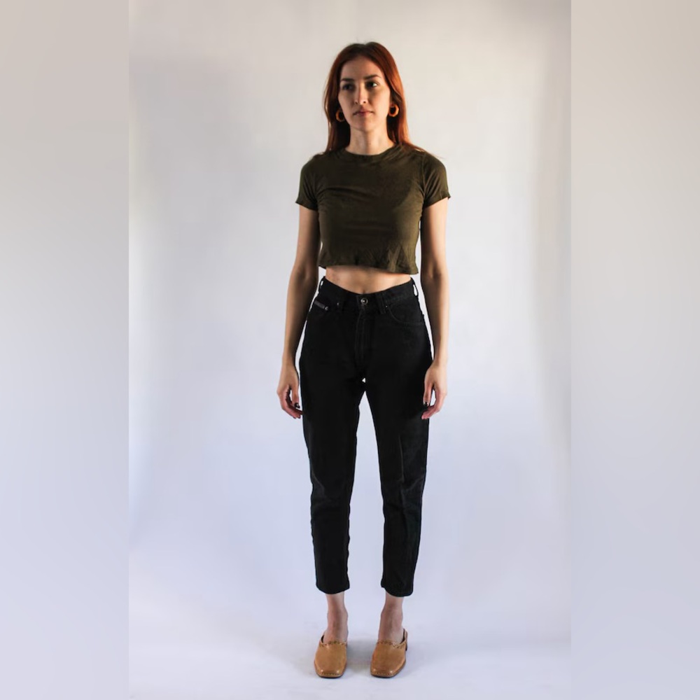 DKNY vintage blsck high waisted 100% cotton jeans - made in the USA